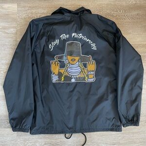 GRL TRBL WildFang Coaches Jacket Windbreaker S Black Slay The Patriarchy